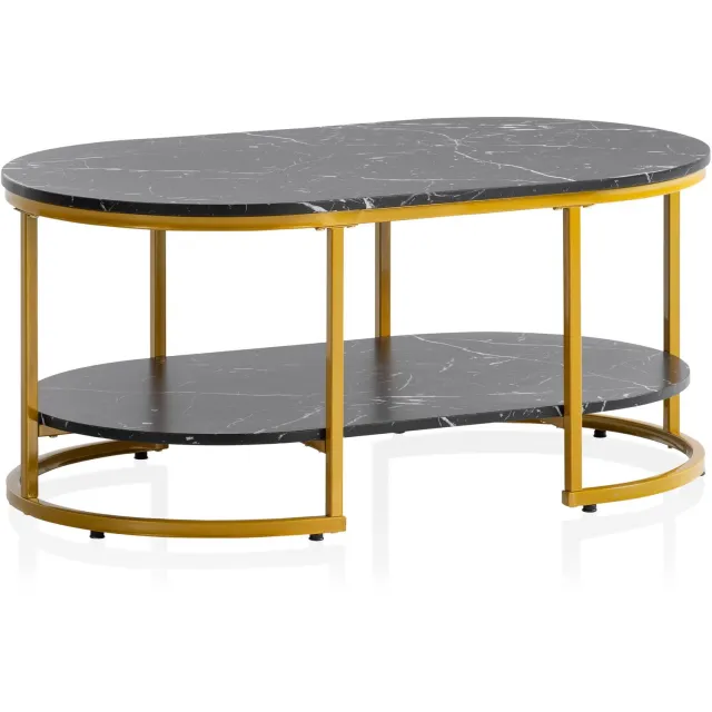 Cosmo Casa Salontafel - MDF - IJzeren onderstel - 100 x 60 x 45 cm Zie omschrijving