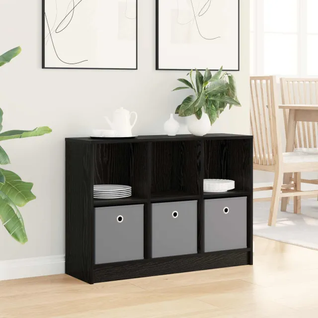 vidaXL Dressoir Zwart Eiken 88,5 x 27,5 x 63,5 cm, foto 2