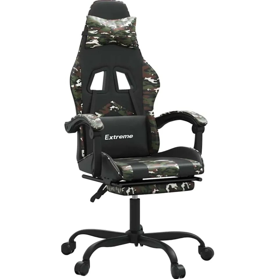 vidaXL Gamestoel draaibaar met voetensteun kunstleer zwart&camouflage, foto 3