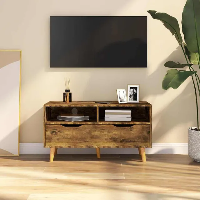 vidaXL Tv-meubel 90x40x48,5 cm bewerkt hout gerookt eikenkleurig Bruin