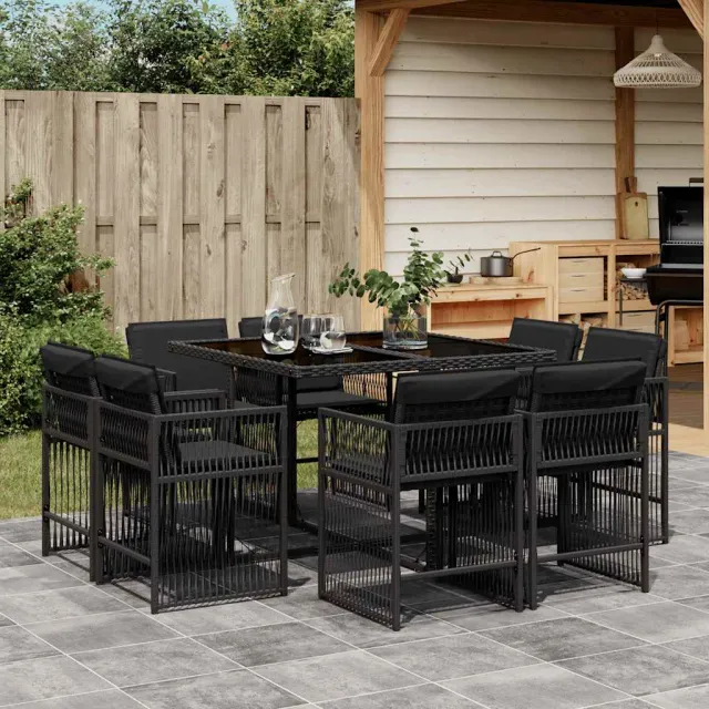 vidaXL 9-delige Tuinset poly rattan zwart, foto 2