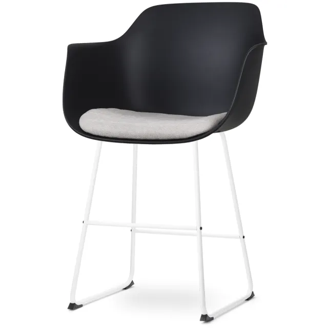 Nolon Nino-Liz barkruk zwart met beige zitkussen - wit onderstel - 65 cm, foto 2