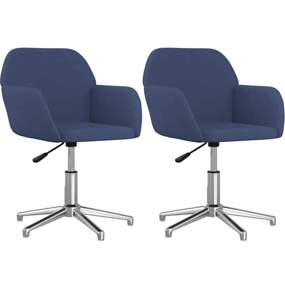 vidaXL Eetkamerstoelen 2 st draaibaar stof blauw, foto 3