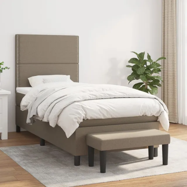 vidaXL Boxspring met matras stof taupe 90x190 cm