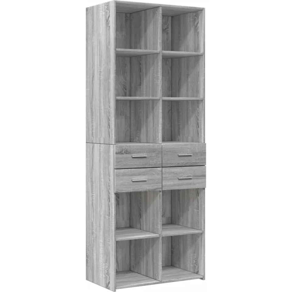 vidaXL Opbergkast 70x42,5x225 cm bewerkt hout grijs sonoma eikenkleur, foto 4