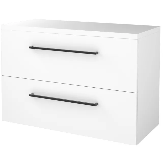 Boss & Wessing Badmeubelset BWS Salt 100x46cm Met Grepen 2 Lades Met Afdekplaat Ice White