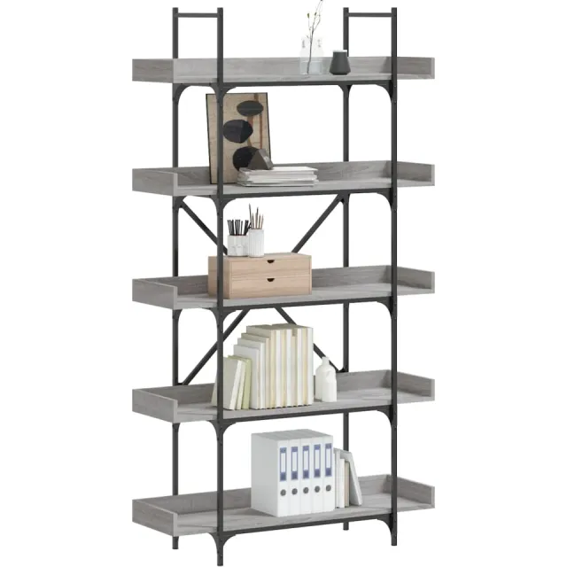 vidaXL Boekenkast 5-laags 100x33x180,5 cm bewerkt hout grijs sonoma