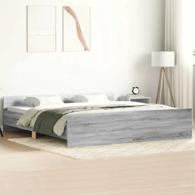 vidaXL Bedframe met hoofd- en voeteneinde grijs sonoma 160x200 cm