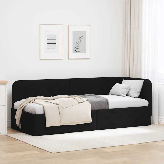 vidaXL Hoekbedframe Zwart 80 x 200 cm Stof