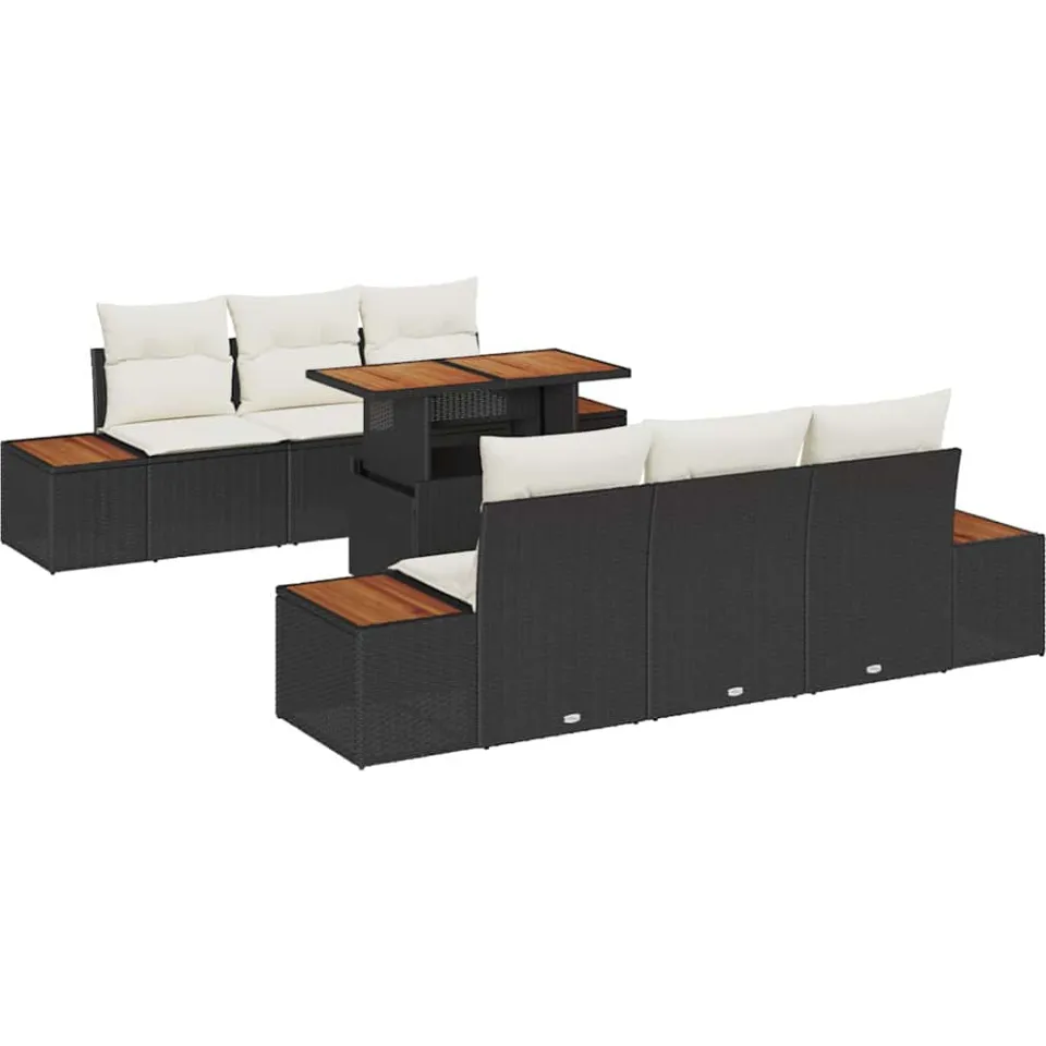 vidaXL Tuin Sofa Set 7 st Zwart Poly riet