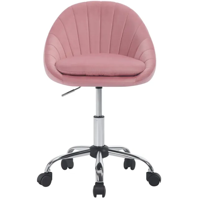 Lejoraa Ergonomische Bureaustoel met Wielen – Draaibare Make-upstoel – Comfortabele Werk- en Studiedstoel voor Thuis fluweelroze