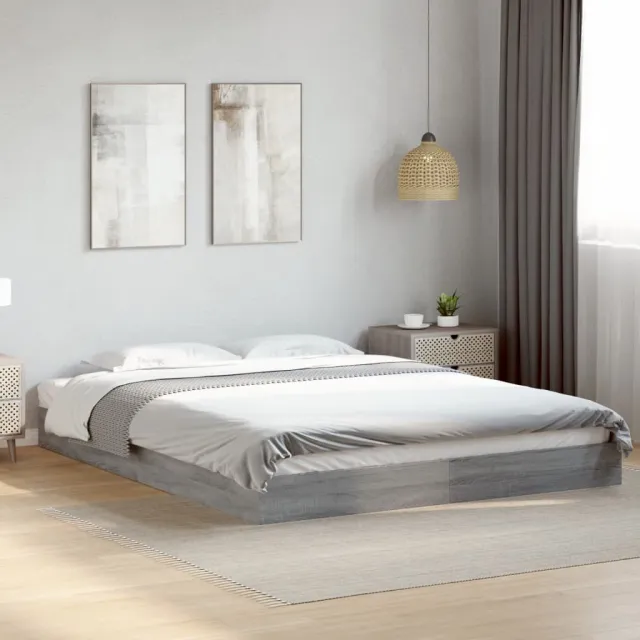 vidaXL Bedframe zonder matras 160x200 cm spaanplaat grijs Sonoma