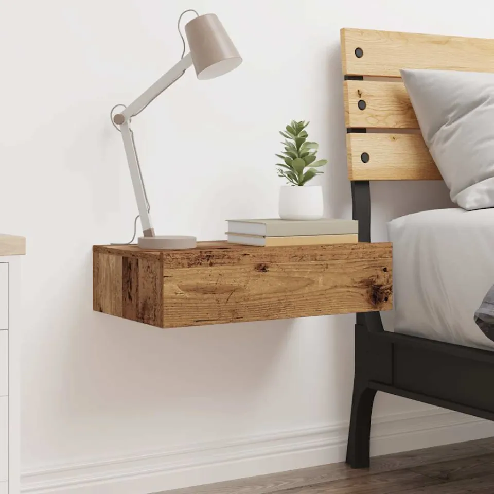 vidaXL Nachtkastje 60x35 cm spaanplaat oud hout bruin, foto 2