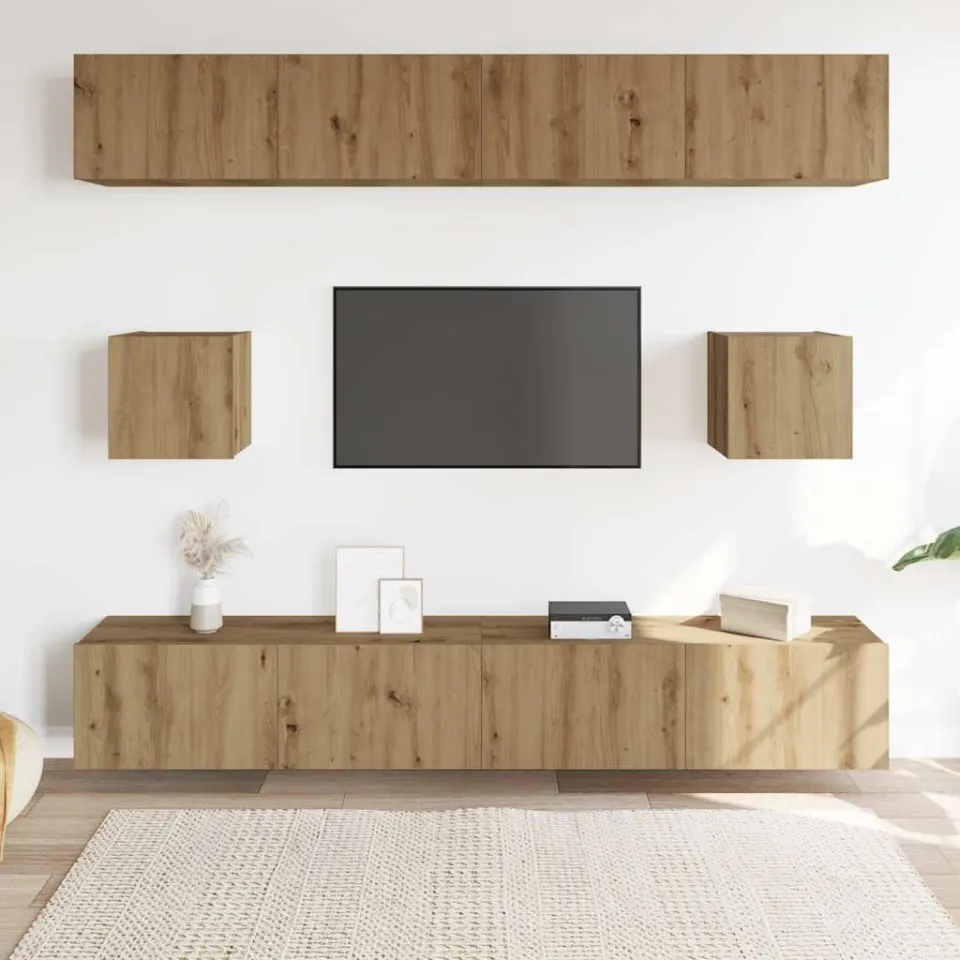 vidaXL 6-delig Tv-meubelset wandmontage bewerkt hout artisanaal eiken, foto 2