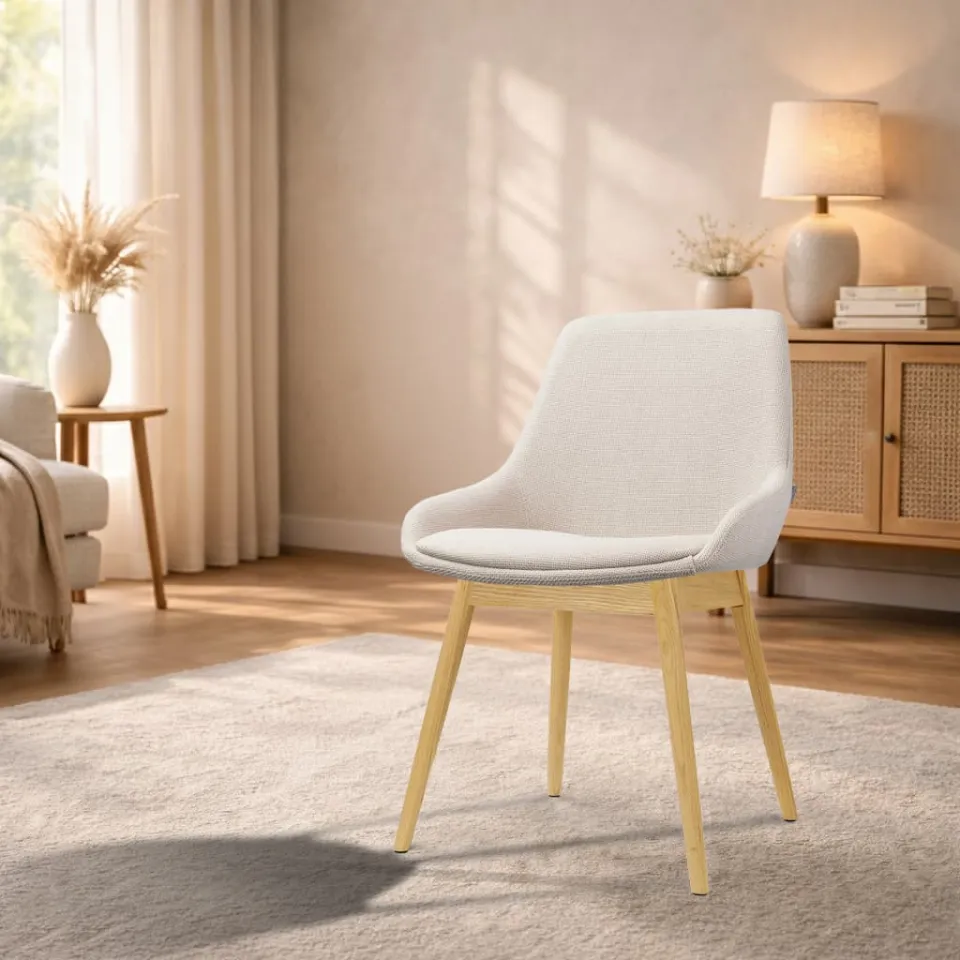 Nolon Nio-Isa eetkamerstoel beige - houten onderstel, foto 2
