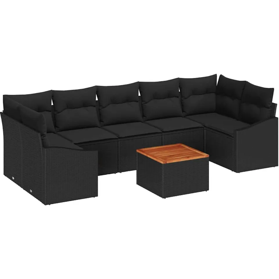 vidaXL Tuinbankenset 8 st Zwart poly rattan