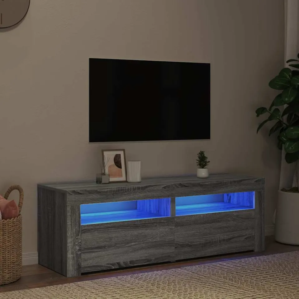 vidaXL Tv-meubel met LED-verlichting 120x35x40 cm grijs sonoma eiken, foto 4