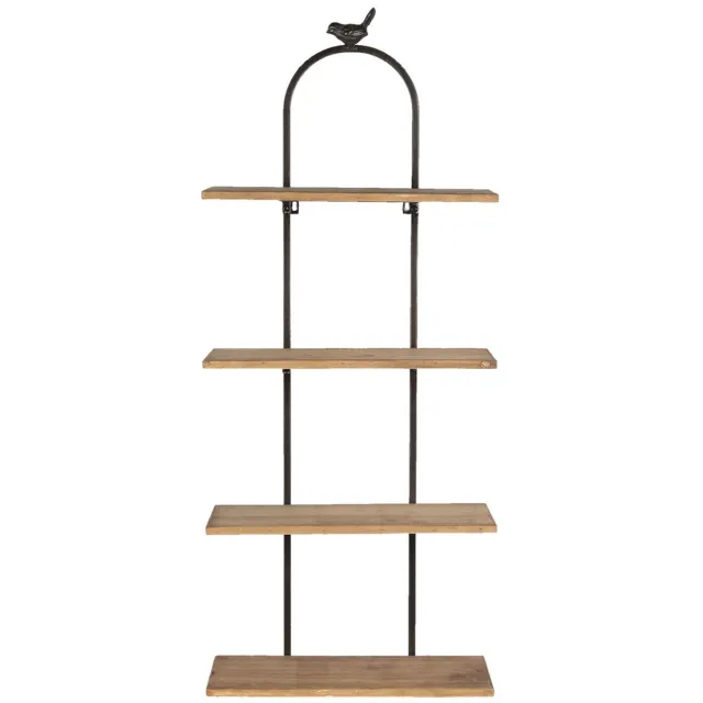 Clayre & Eef Wandrek 36x14x90 cm Bruin Hout Ijzer Rechthoek Wandplank
