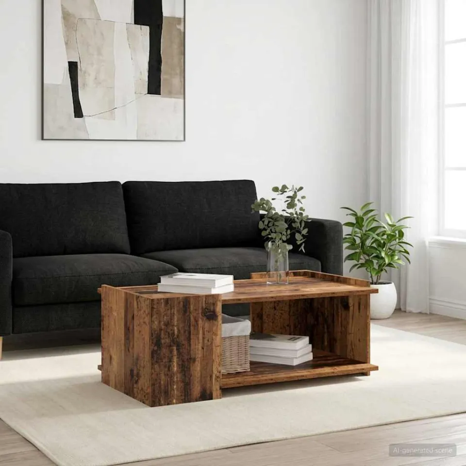 vidaXL Salontafel Oud hout 90 x 50 x 33 cm Bewerkt hout bruin, foto 4