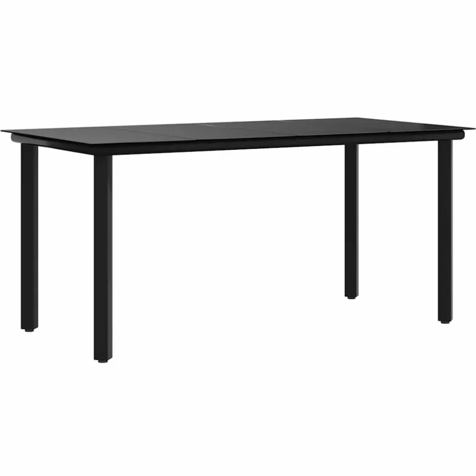 vidaXL Tuintafel 160x80x74 cm staal en gehard glas zwart