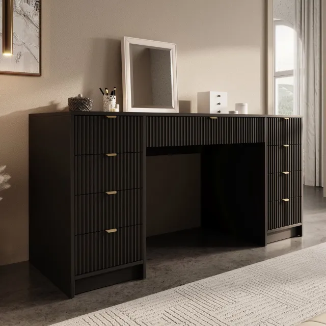 MEUBELLA Kaptafel Tavares 2 - Zwart - 154 cm