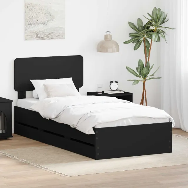 vidaXL Bedframe met lade Zwart 100 x 200 cm Geconstrueerd hout