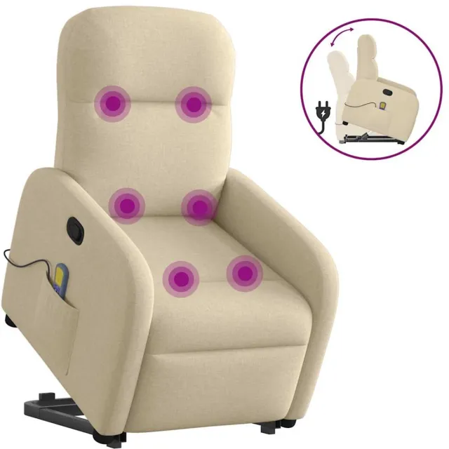 vidaXL Sta-op-massagestoel - verstelbaar - stof - crèmekleurig