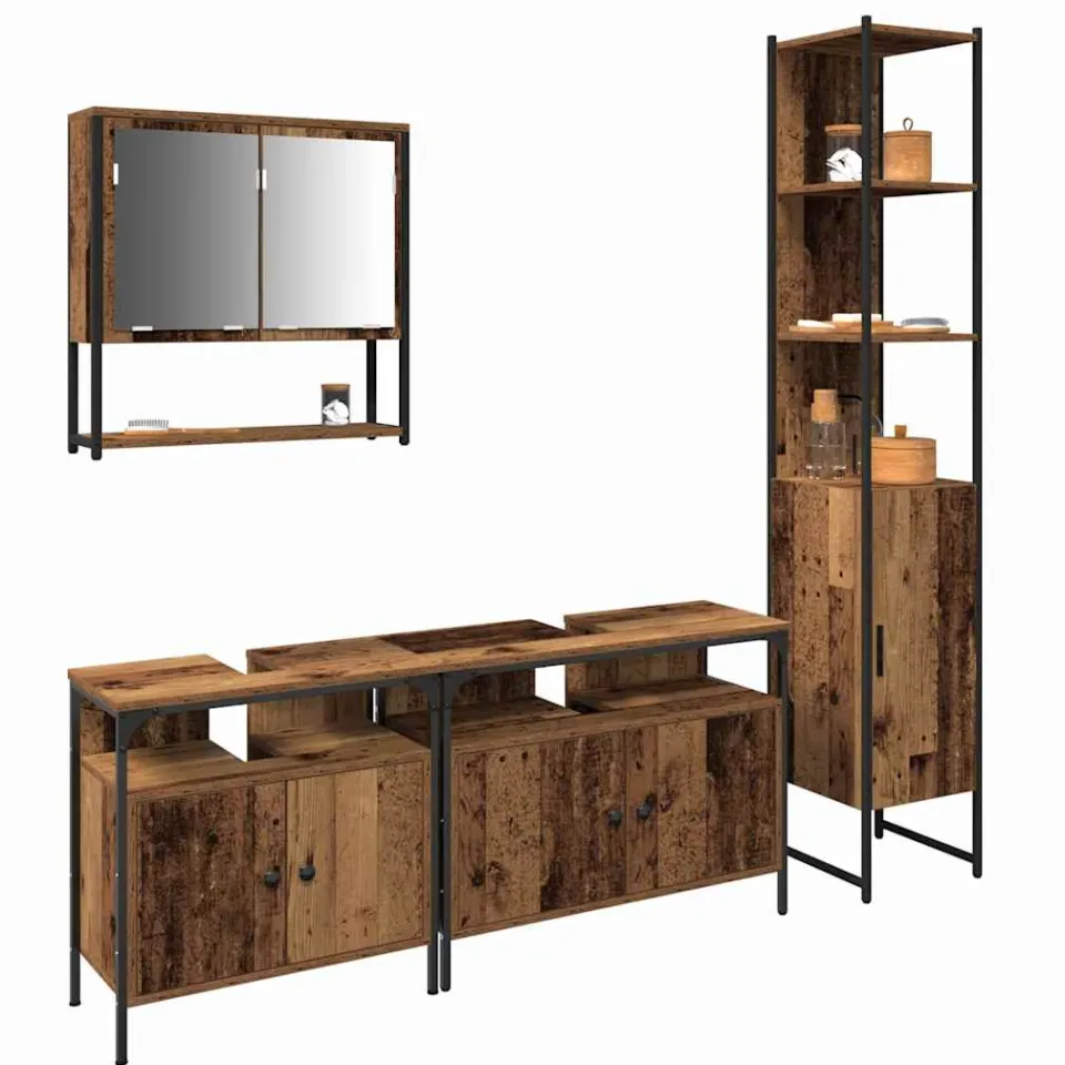 vidaXL Badkamermeubelset 4 st Oud Hout Bewerkt hout Bruin