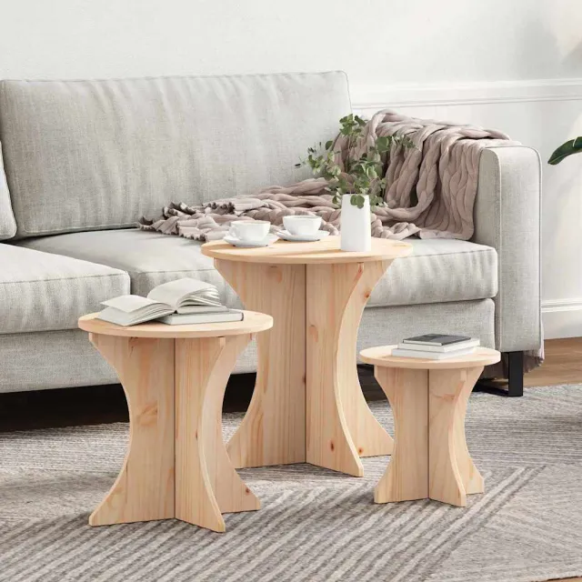 vidaXL Salontafel 3 st Naturel 46 x 46 x 47 cm, foto 2