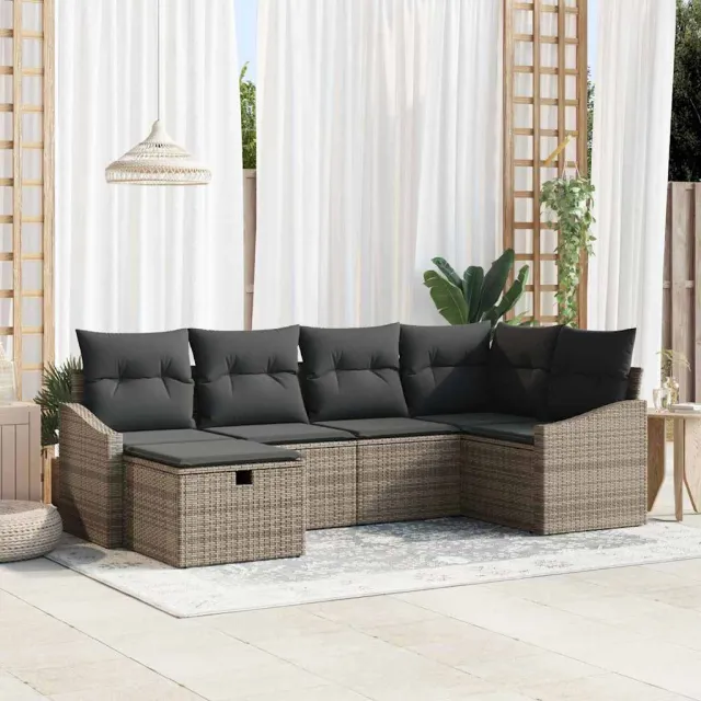 vidaXL Tuin Sofa Set 6 st Poly riet Beige