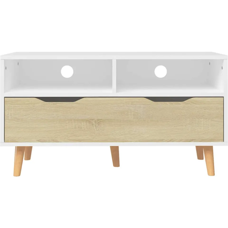 vidaXL Tv-meubel 90x40x48,5 cm bewerkt hout wit sonoma eikenkleurig, foto 4