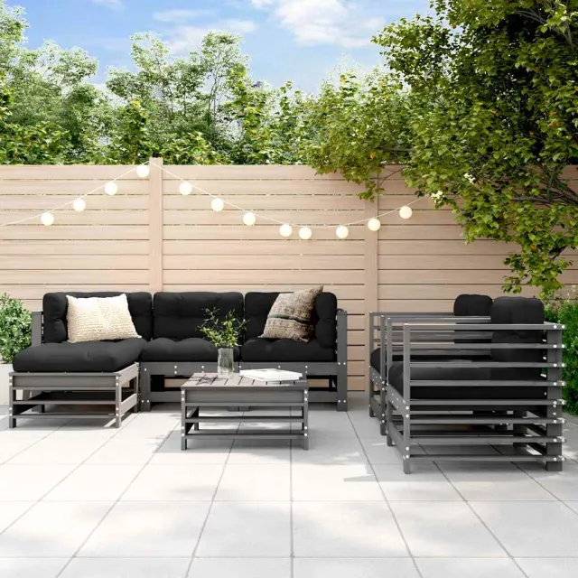 vidaXL 7-delige Loungeset met kussens massief hout grijs, foto 2