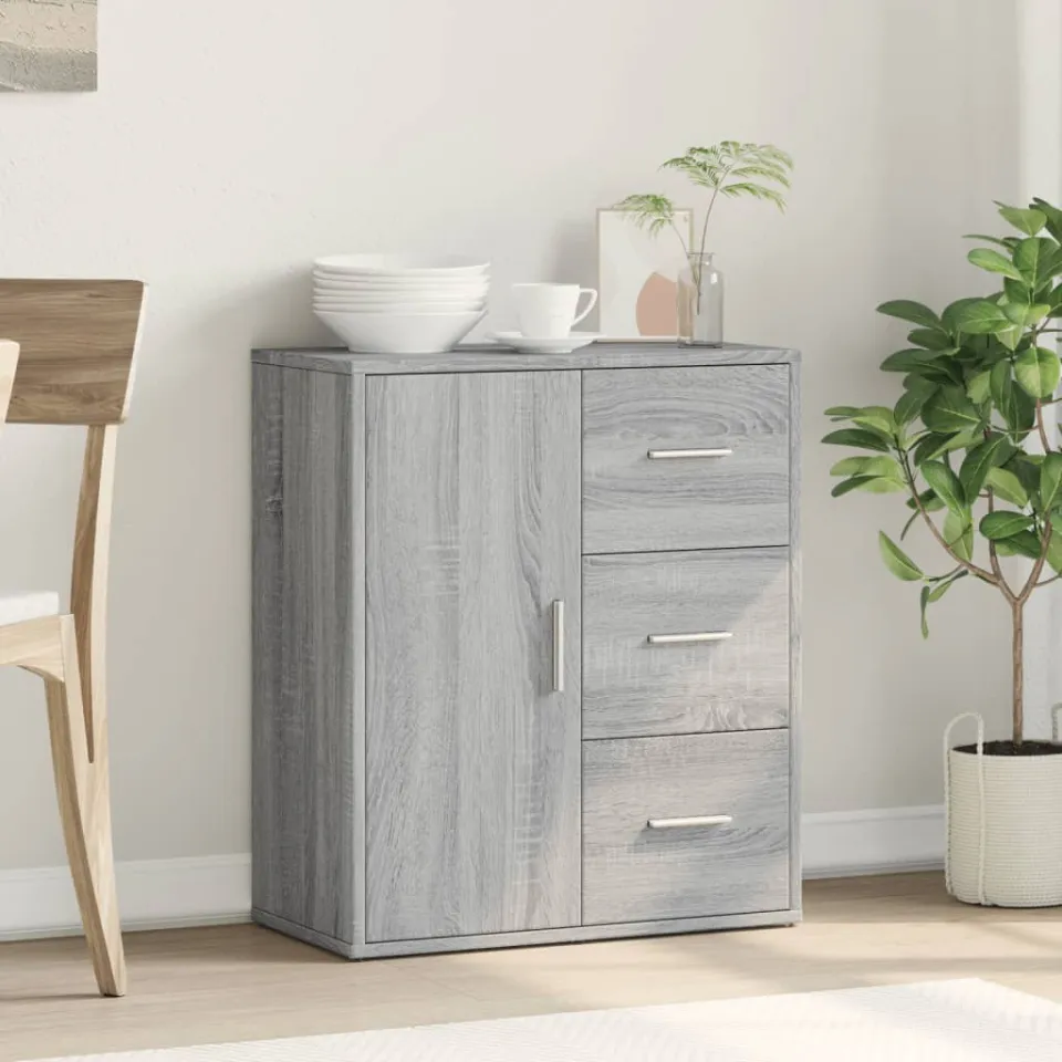 vidaXL Dressoir 60x31x70 cm bewerkt hout grijs sonoma, foto 3