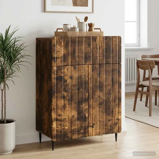 vidaXL Dressoir Gerookt eiken 66 x 34,5 x 92 cm Bewerkt hout, foto 2