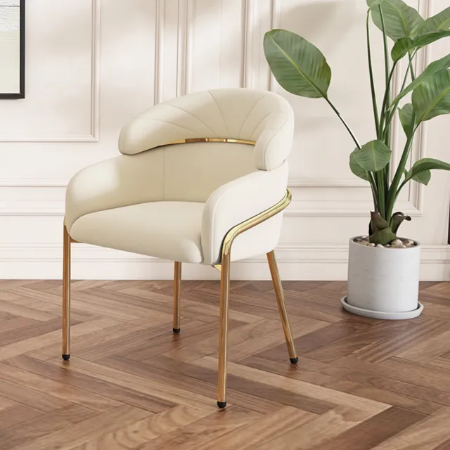 CHICFURN Eetkamerstoel - Met armleuningen - Metalen poten - Beige