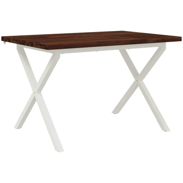 vidaXL Vierkante - Eettafel - 120 - x - 70 - x - 75 - cm - Massief - Acacia - Hout Donkerbruin en Wit