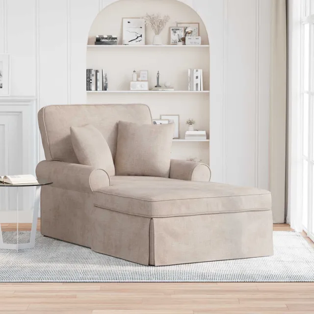 vidaXL Chaise Lounge met Rok met kussen Beige 157 x 91 x 91 cm ARES, foto 2