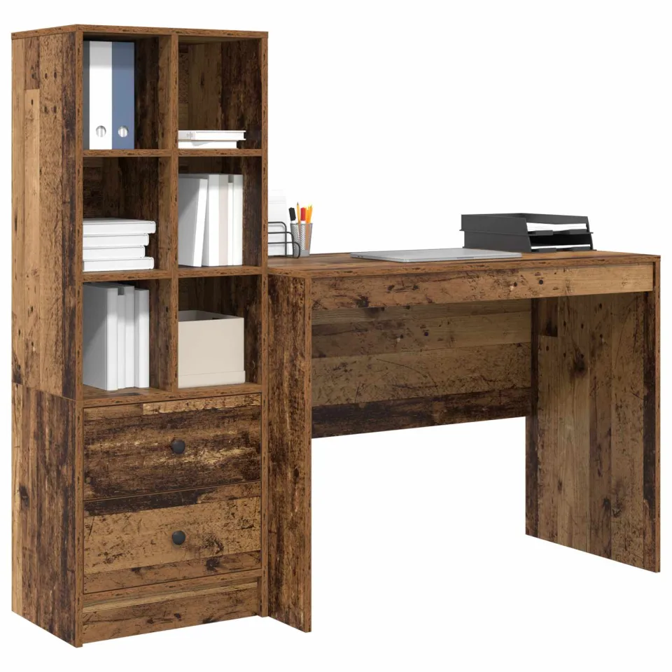 vidaXL Bureau Oudhout 145.5 x 50 x 127 cm 2 st Bruin