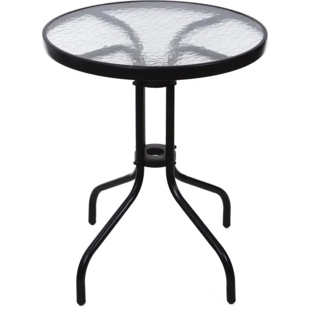 Viking Choice ModernHome Tuintafel Rond - 60cm - Gehard Glas & Zwart Staal - Stijlvol en Duurzaam