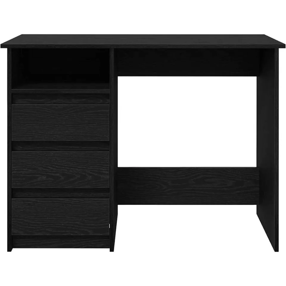 vidaXL Bureau 102x50x75 cm bewerkt hout zwart, foto 4
