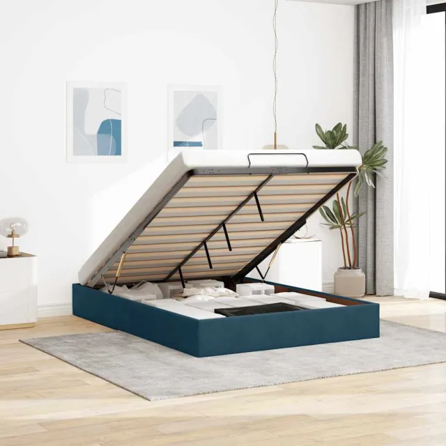 vidaXL Ottoman bedframe zonder matras 140x190 cm fluweel donkerblauw