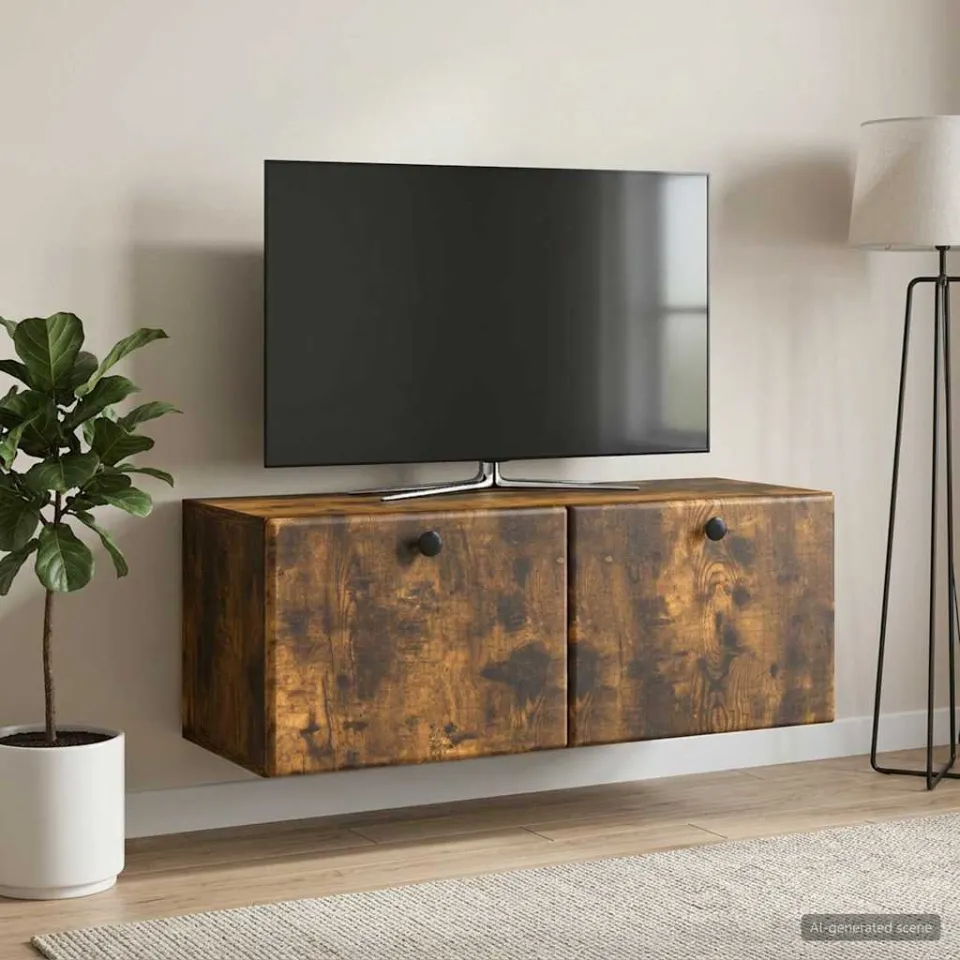 vidaXL Wandbeugel TV-kast 78,5 x 31 x 30 cm Gerookt eiken Bewerkt hout, foto 4