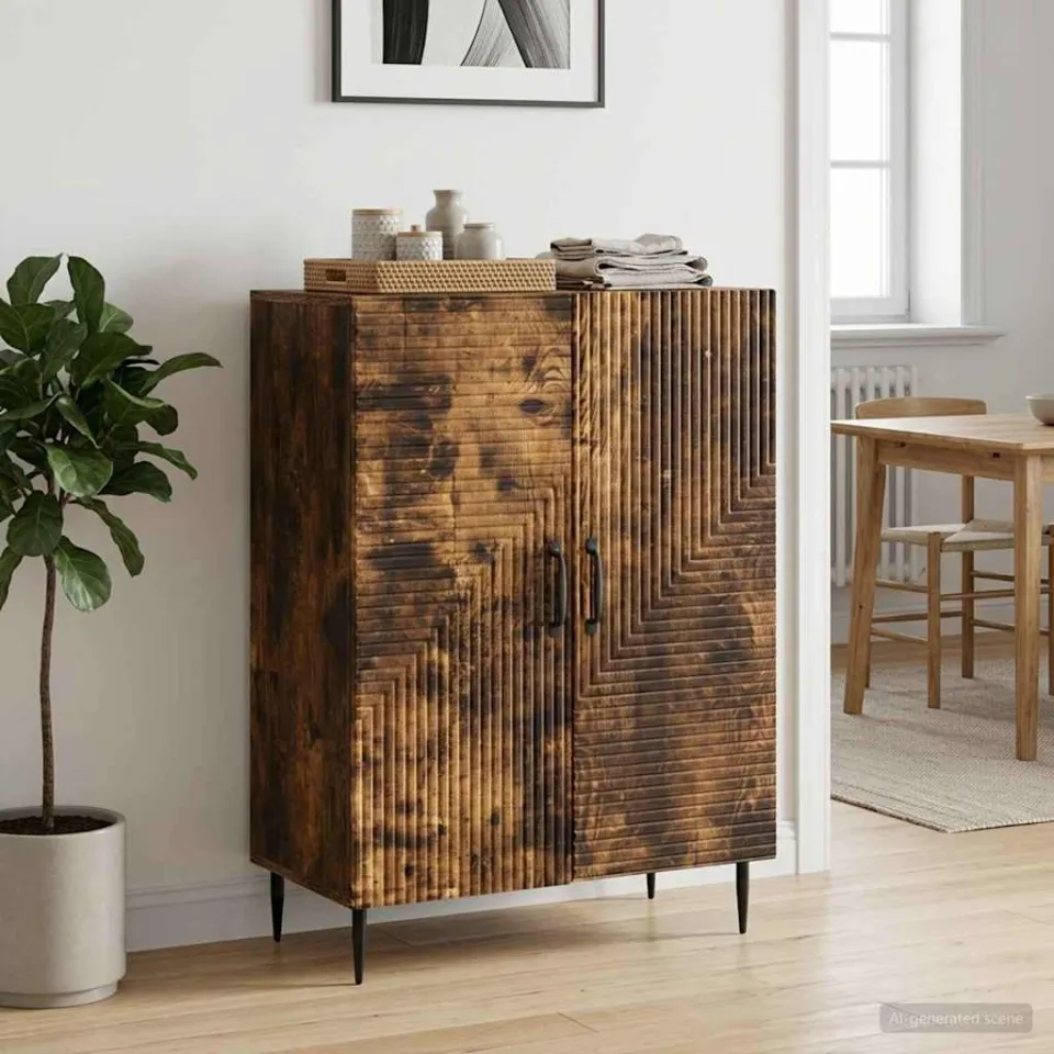 vidaXL Dressoir Gerookt eiken 66 x 34,5 x 89,5 cm Bewerkt hout, foto 3
