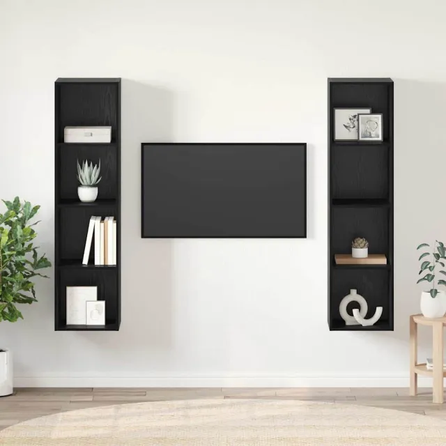 vidaXL Tv-meubelset 2 st 37 x 37 x 142,5 cm Zwart