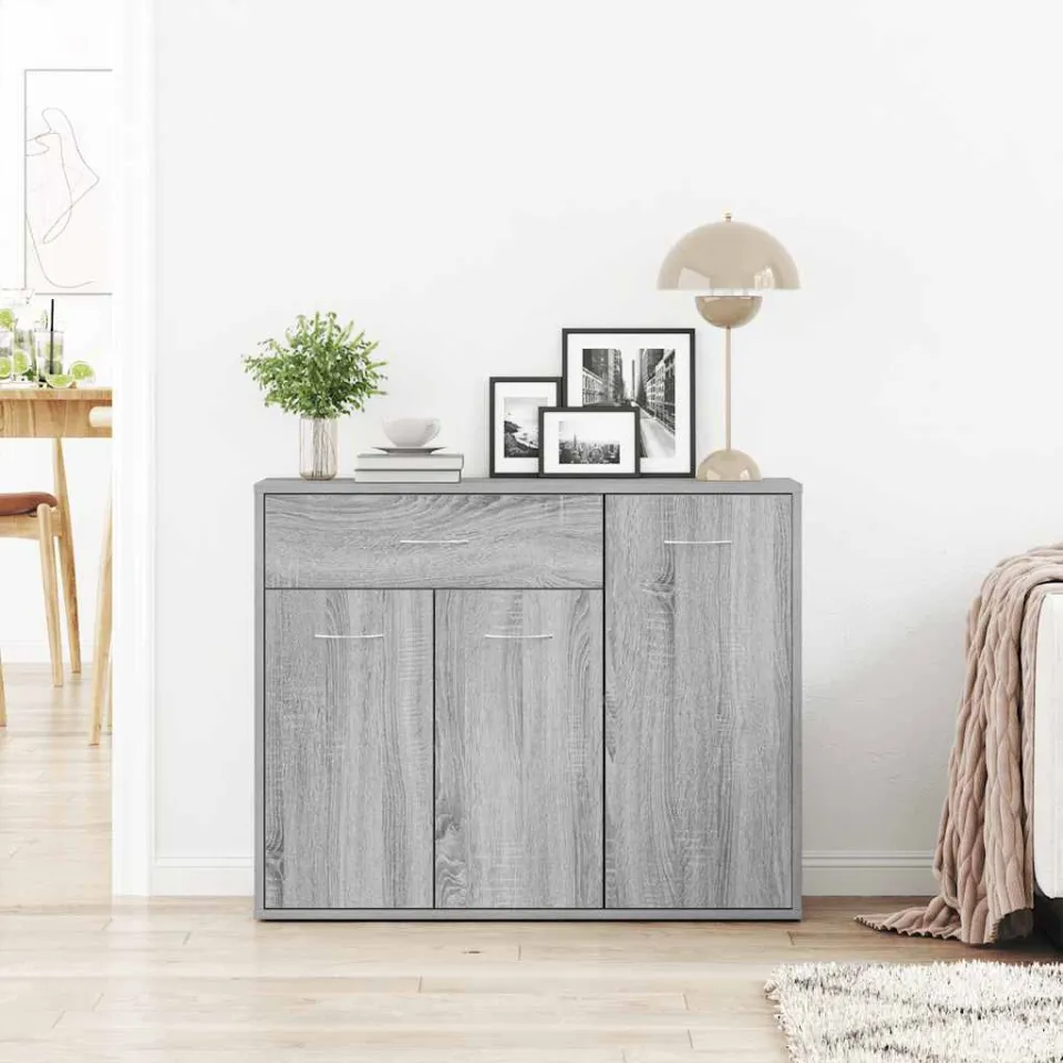 vidaXL Dressoir 88x30x70 cm bewerkt hout grijs sonoma eikenkleurig, foto 3