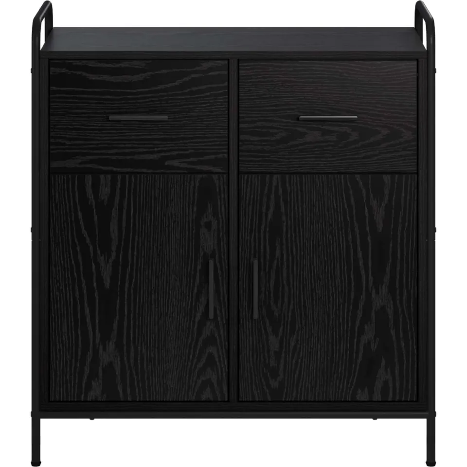 vidaXL Dressoir Zwart eiken 97 x 33 x 81 cm Bewerkt hout, foto 4