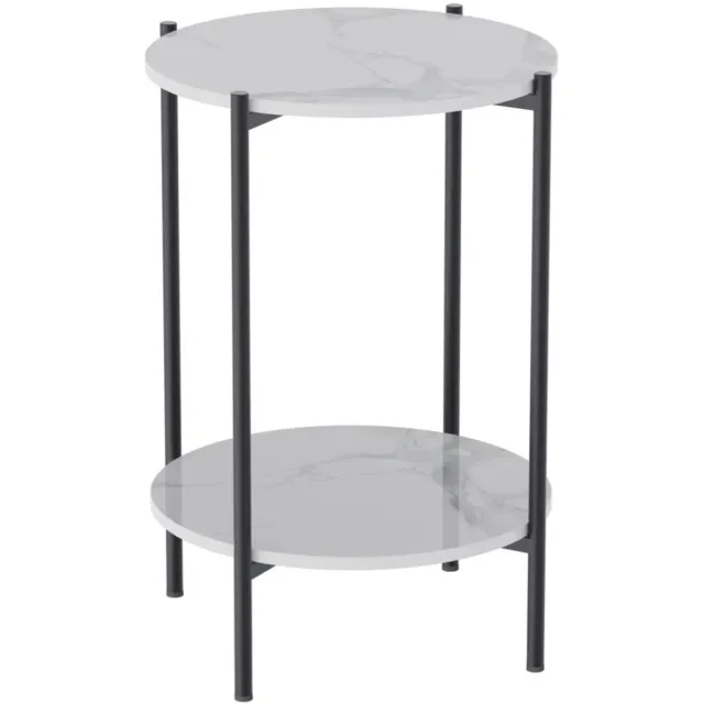 Klarven Bijzettafel Sintersteen Zwart - Bijzettafel Bank - Bijzettafel Rond - Bijzettafel - Krasbestendig Blad - Stijlvol En Duurzaam - Rond Ø40,5xh55cm