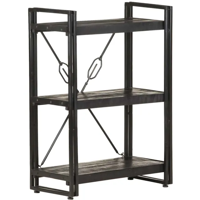 vidaXL Boekenkast met 3 schappen 60x30x80 cm massief mangohout zwart