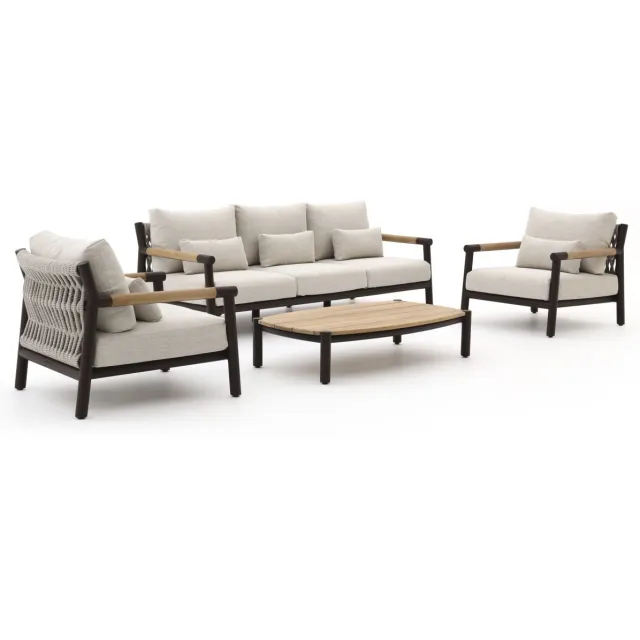 Zavelli Divina stoel-bank loungeset 4-delig 5-zits taupe, foto 2