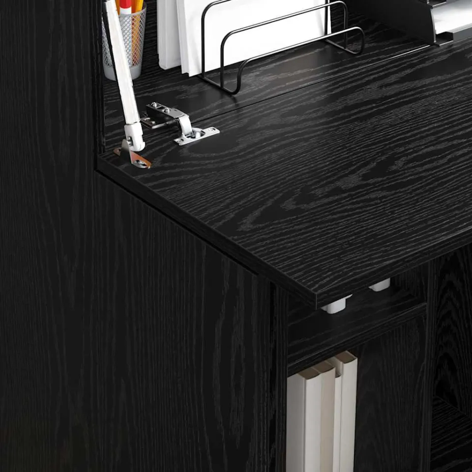 vidaXL Bureau Zwart Eiken 71,5 x 31,5 x 106,5 cm Bewerkt hout, foto 4
